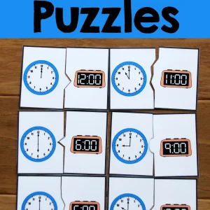 These printable Clock Puzzles are great for kids learning to tell time. Kids will match u p the digital and analog clock. Perfect for kindergarten students.