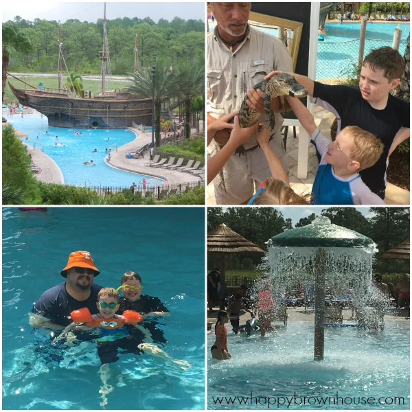 The Lake Buena Vista Resort Villages and Spa has a beautiful pirate themed pool. They also have an alligator expert provide a talk on alligators and lets the kids pet the baby alligator.