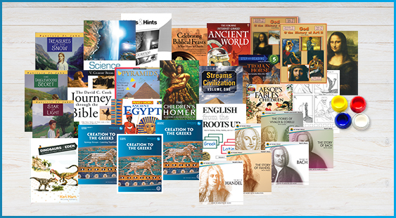 collage of My Father\'s World Creation to the Greeks homeschool curriculum