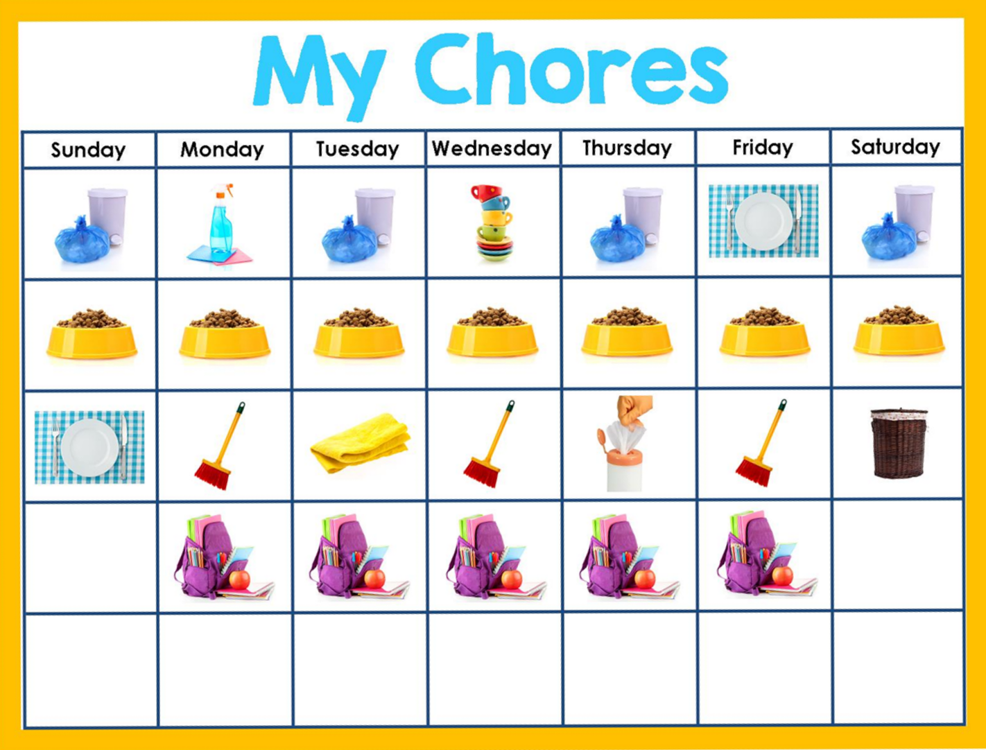 Kids Chore Chart Fill In