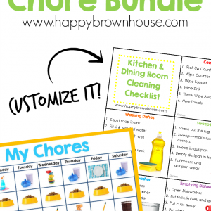 Get your kids organized with this Editable Chore Cards & Chart Bundle. No more nagging about chores! Teach them how YOU want them to clean and put up your feet.