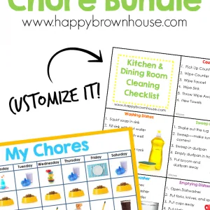 Get your kids organized with this Editable Chore Cards & Chart Bundle. No more nagging about chores! Teach them how YOU want them to clean and put up your feet.