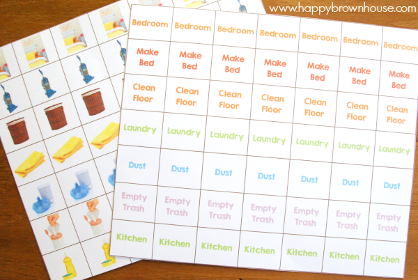 Editable Chore Chart task cards printable