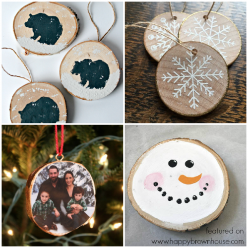 40 Creative Wood Slice Christmas Ornaments - Happy Brown House