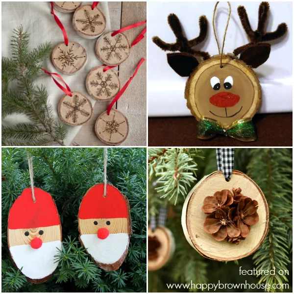 Wood Slice Ornaments collage 1 - Happy Brown House