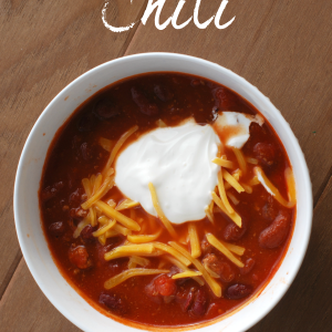 This crockpot chili recipe is perfect for those cold nights. Make a big batch before the guys come over to watch football or make it for a crowd. Top it with your favorite chili toppings and call it a meal. It is SO good!