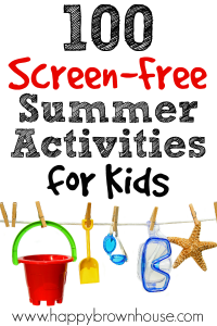 Need to keep the kids busy this summer? Keep the kids smiling with this list of 100 Easy and Fun Screen-Free Summer Activities for Kids. #summer #kids #fun #kidsactivities
