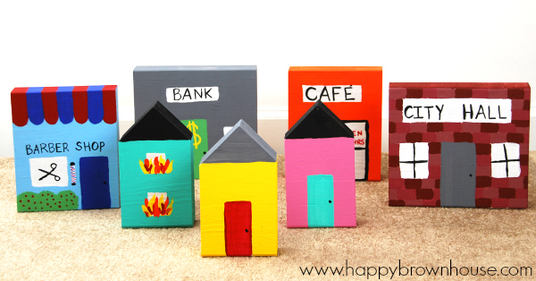 colorful DIY Wooden Block Town 