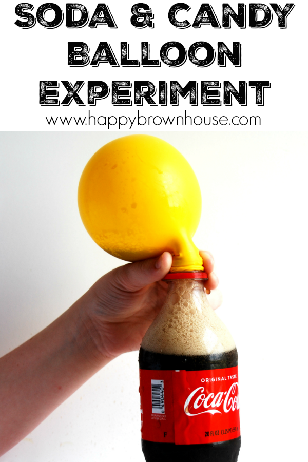 This soda and candy balloon science experiment is so much fun! Kids will learn one of the ways to blow up a balloon without using their mouth. It's a mini version of the Mentos and Diet Coke Geyser experiment.