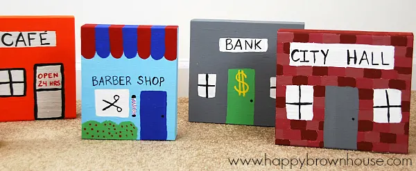 Wood Block Pretend Play Town for kids to play with