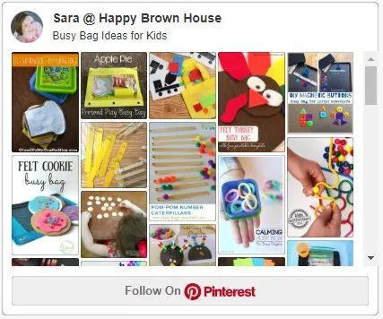 Follow this Busy Bag Ideas for Kids Pinterest board and see all of the best busy bags on the internet. This board is updated all the time and includes preschool busy bags and toddler busy bags. 