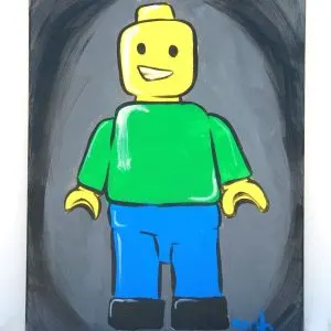 Encourage your child's creativity by taking them to a local painting studio to paint. For example, this Lego Minifigure Painting was painted at a local painting studio at a Mommy & Me painting class.