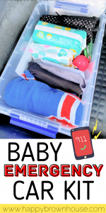 Always be prepared for an emergency with a Baby Emergency Car Kit that stays in your car and has emergency supplies for your baby.