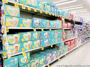 Pampers diapers on the shelf in Ingles Supermarkets