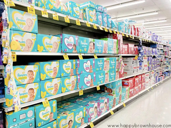 Pampers diapers on the shelf in Ingles Supermarkets